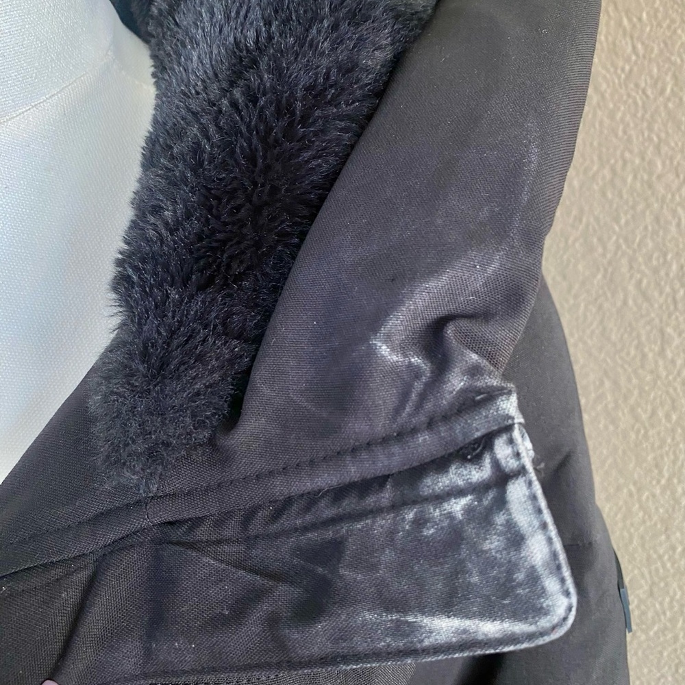 Calvin Klein Black Hooded Long Puffer Coat – Size Small - Picture 5 of 10